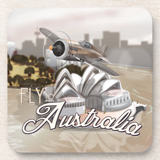 Vintage Fly To Australia Coaster (Front)