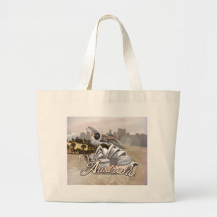 Vintage Fly To Australia Large Tote Bag