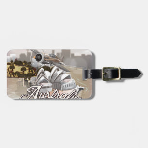 Vintage Fly To Australia Luggage Tag