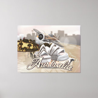 Vintage Fly to Australia Travel Poster Canvas Print