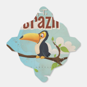 Vintage fly to Brazil Toucan Travel Poster Favour Box