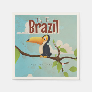 Vintage fly to Brazil Toucan Travel Poster Napkin