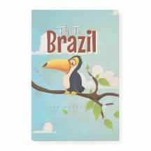 Vintage fly to Brazil Toucan Travel Poster