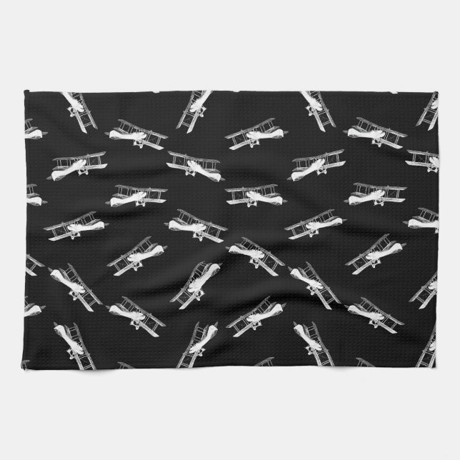 Vintage Flying Aeroplanes Antique Plane Art Tea Towel (Horizontal)