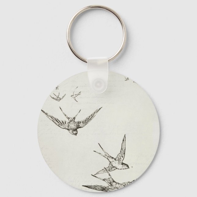 Vintage Flying Birds Key Ring (Front)