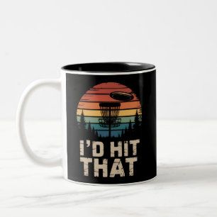 Vintage Flying Disc Golf I'd Hit That Funny Golfer Two-Tone Coffee Mug