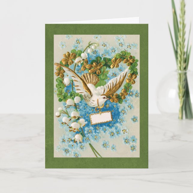 Vintage flying dove merry christmas holiday card (Front)