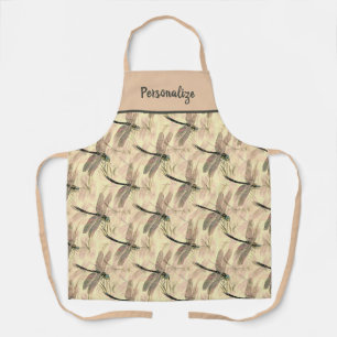 Vintage Flying Dragonflies Insect Pattern Apron