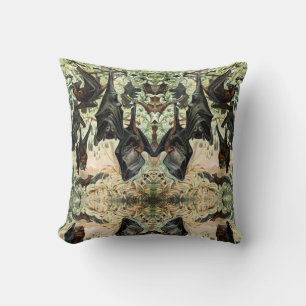 Vintage flying fox bat acadamia illustration  cushion