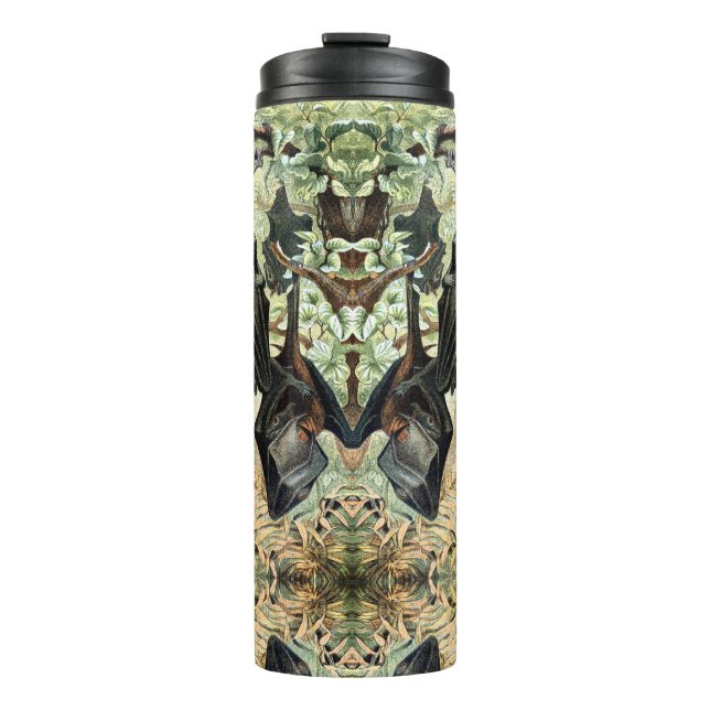 Vintage flying fox bat acadamia illustration  thermal tumbler (Front)