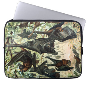 Vintage flying fox bat black bats elegant gothic laptop sleeve