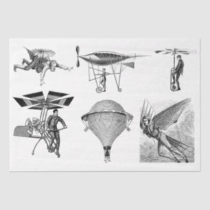 Vintage Flying Machines Decoupage Collage Tissue Paper