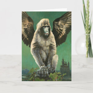 Vintage Flying Monkey Greetings Card