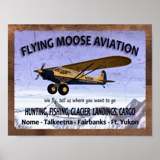 Vintage Flying Moose Aviation Sign (Front)