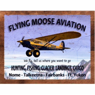 Vintage Flying Moose Aviation Sign Standing Photo Sculpture