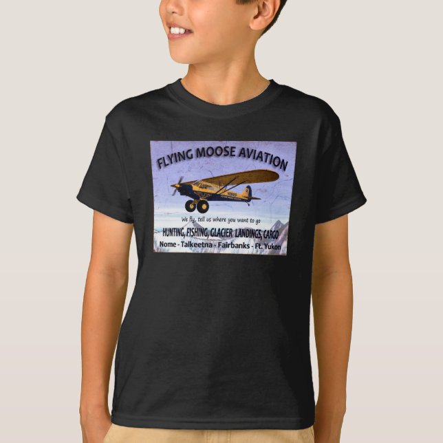 Vintage Flying Moose Aviation Sign T-Shirt (Front)