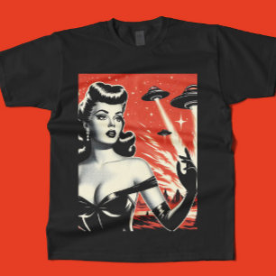 Vintage Flying Saucers Pin-up T-Shirt
