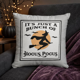 Vintage Flying Witch Moon Hocus Pocus Cushion
