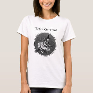 Vintage Flying Witch on Broom T-Shirt