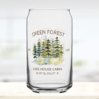 Vintage Foggy Green Forest Watercolor Cabin Lodge