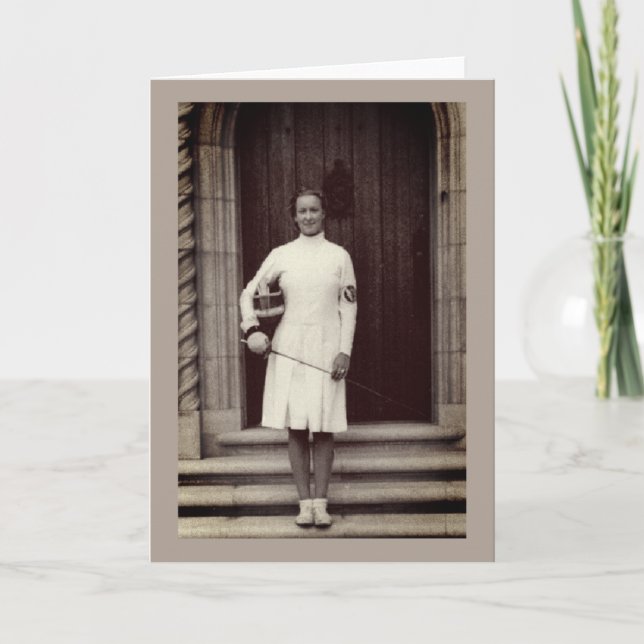 Vintage Foil Fencer Helene Mayer Greeting Card (Front)