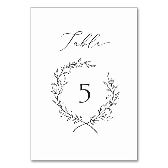 Vintage, foliage wreath wedding table  table number (Front)