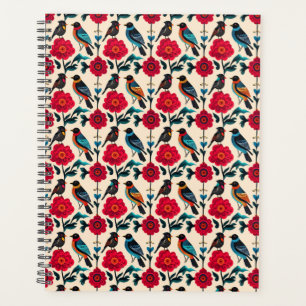 Vintage Folk Art Birds & Florals Pattern Planner