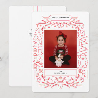 Vintage Folk Art Christmas Photo Holiday Card