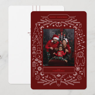 Vintage Folk Art Christmas Photo Holiday Card