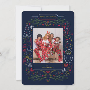 Vintage Folk Art Christmas Photo Holiday Card