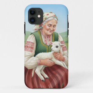 Vintage Folk Art Grandma Lamb Phone Case
