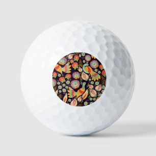 Vintage Folk Floral Birds Ornament Golf Balls