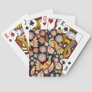 Vintage Folk Floral Birds Ornament Playing Cards
