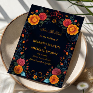 Vintage Folk Floral Romantic Save The Date