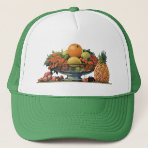 Vintage Food, Assorted Fruit in a Bowl Trucker Hat