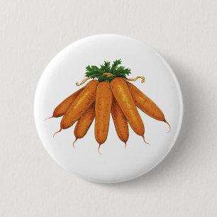 Vintage Food, Bunch of Organic Carrots Vegetables 6 Cm Round Badge