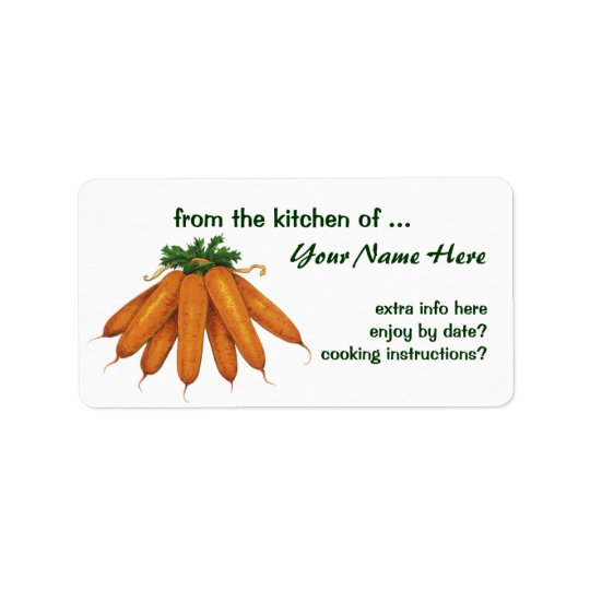 Vintage Food, Bunch of Organic Carrots Vegetables Address Label