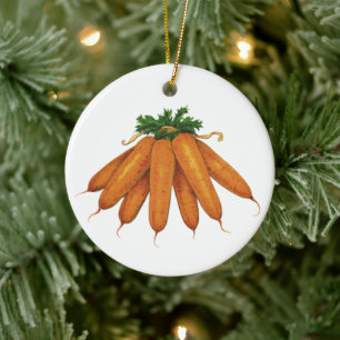 Vintage Food, Bunch of Organic Carrots Vegetables Ceramic Tree Decoration