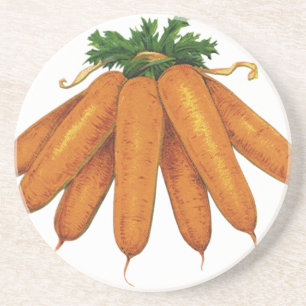 Vintage Food, Bunch of Organic Carrots Vegetables Coaster