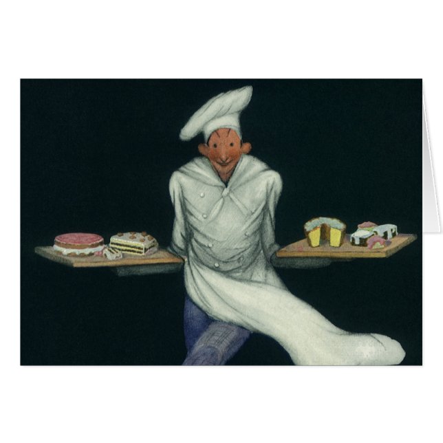 Vintage Food Business, Baker with Pastry Desserts (Front Horizontal)