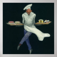 Vintage Food Business, Baker with Pastry Desserts