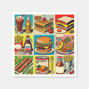 Vintage Food Comic Illustration Napkin