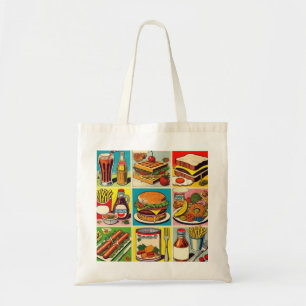 Vintage Food Comic Illustration Tote Bag