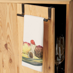 Vintage Food Desserts, Banana Split Cherries Tea Towel