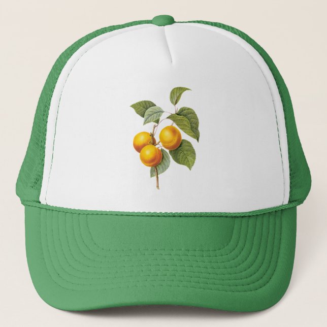 Vintage Food Fruit, Apricot Peach by Redoute Trucker Hat (Front)
