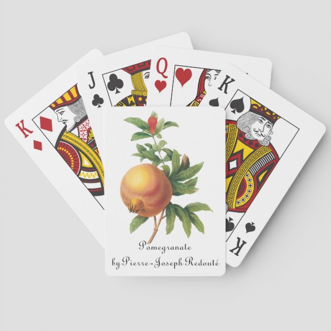Vintage Food Fruit, Pomegranate by Redoute Playing Cards (Back)