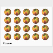 Vintage Food Fruit, Ripe Organic Peach with Leaf Classic Round Sticker (Sheet)