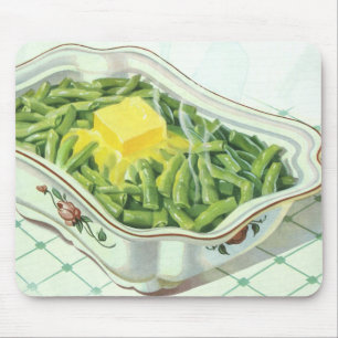 Vintage Food, Green Bean Casserole with Butter Mouse Mat
