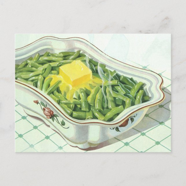 Vintage Food, Green Bean Casserole with Butter Postcard (Front)