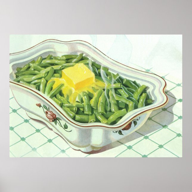 Vintage Food, Green Bean Casserole with Butter Poster (Front)